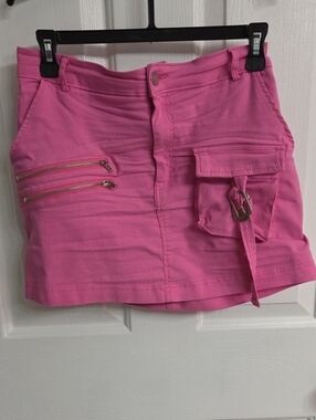 like an angel Bubblegum Pink Mini Skirt with Utility Pockets
